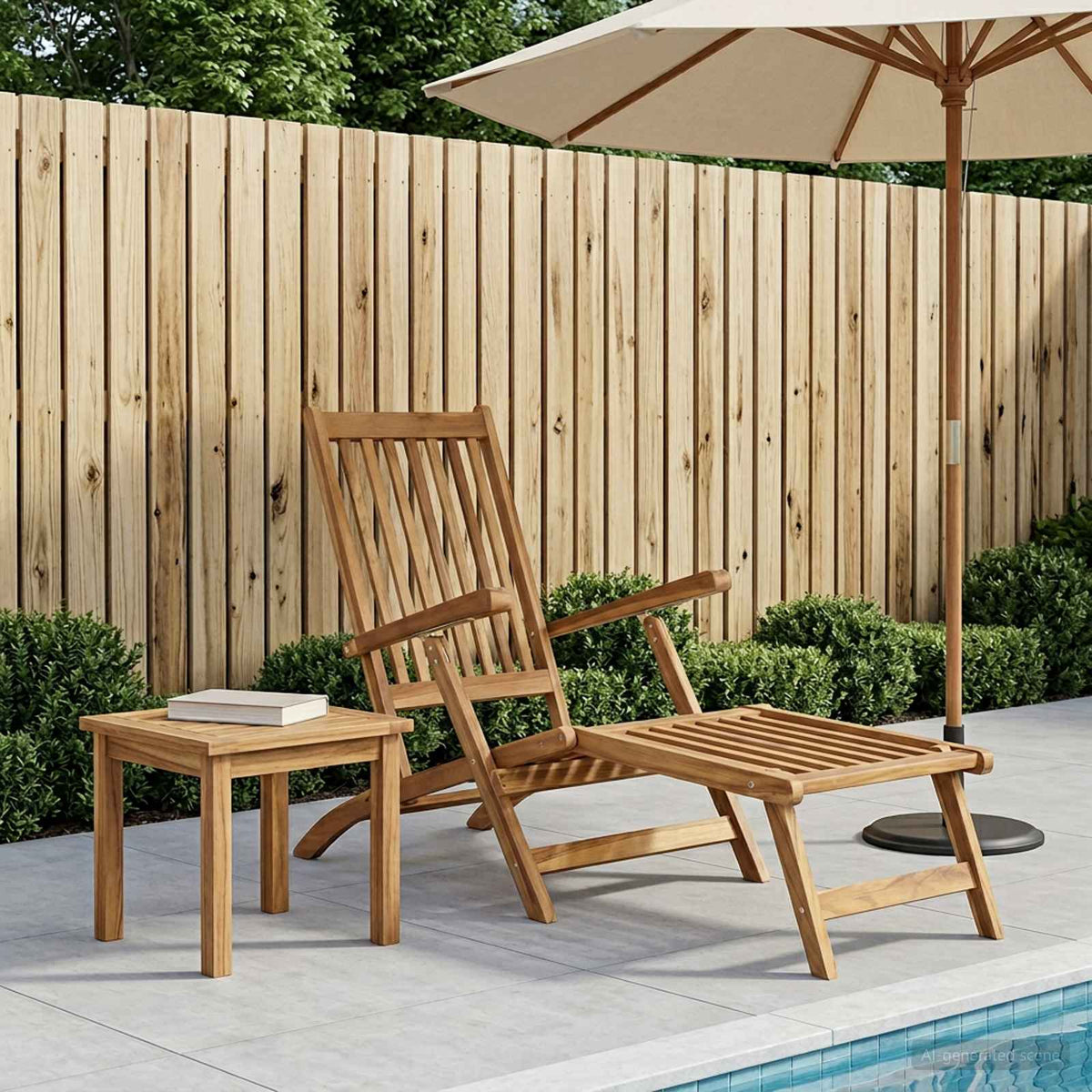 Folding Deck Natural Solid Teak Wood Chair