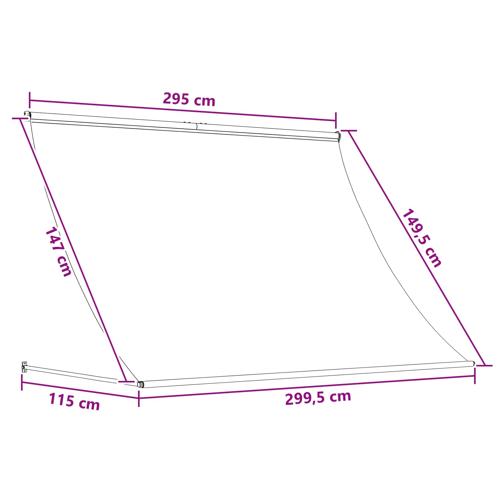 vidaXL Awning Beige 300 x 150 cm 180 g / m² Polyester with PU Coated 6
