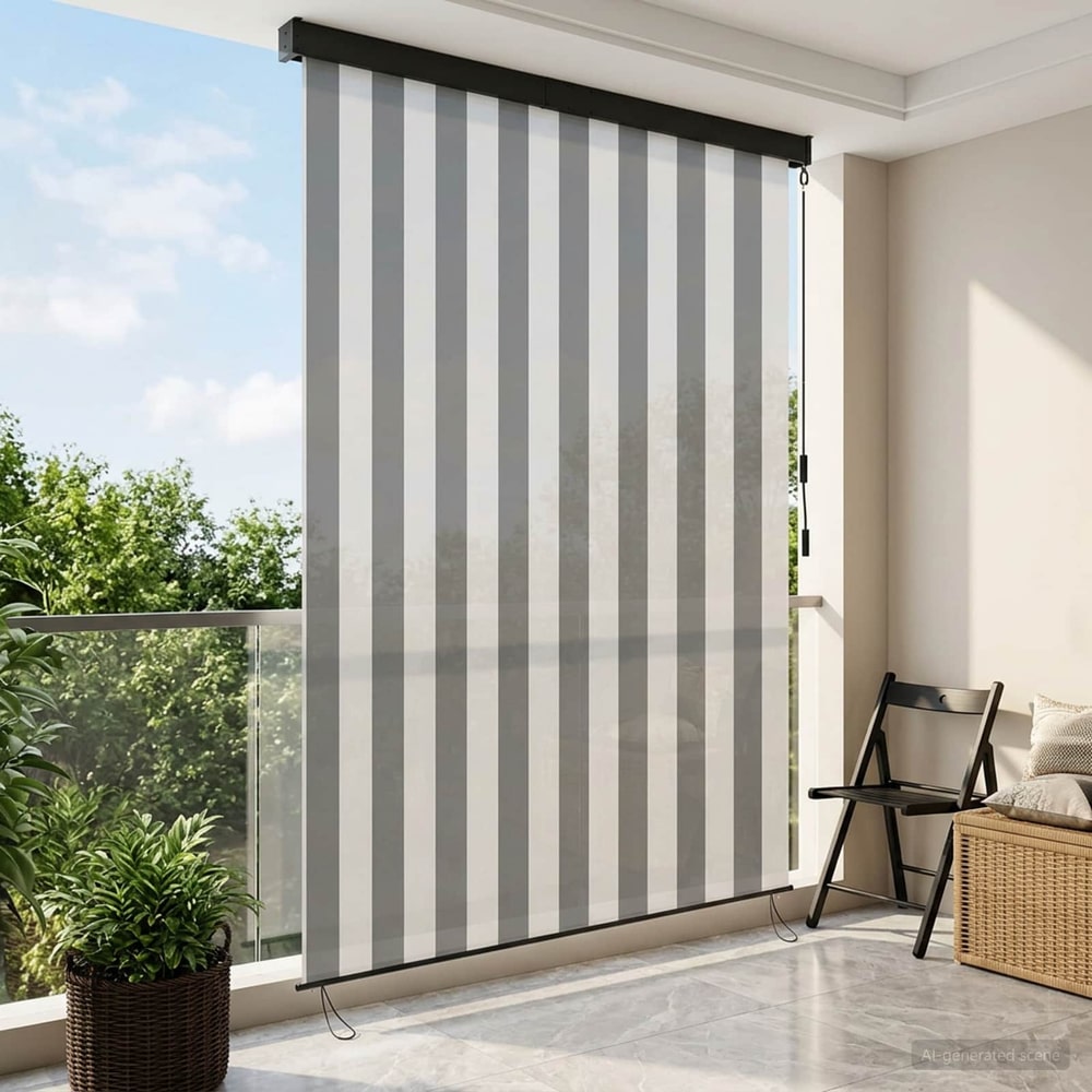 Outdoor Roller Blind 140 x 250 cm Anthracite and white