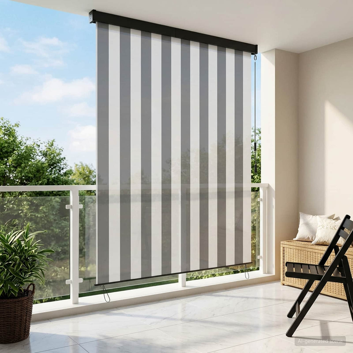 Roller Blind Fabric and Aluminum in Anthracite and White