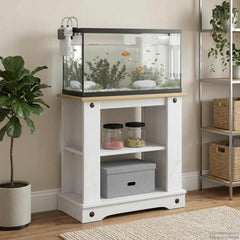 vidaXL Aquarium Stand CORONA White and Brown 60 x 30 x 60 cm 150 kg 1