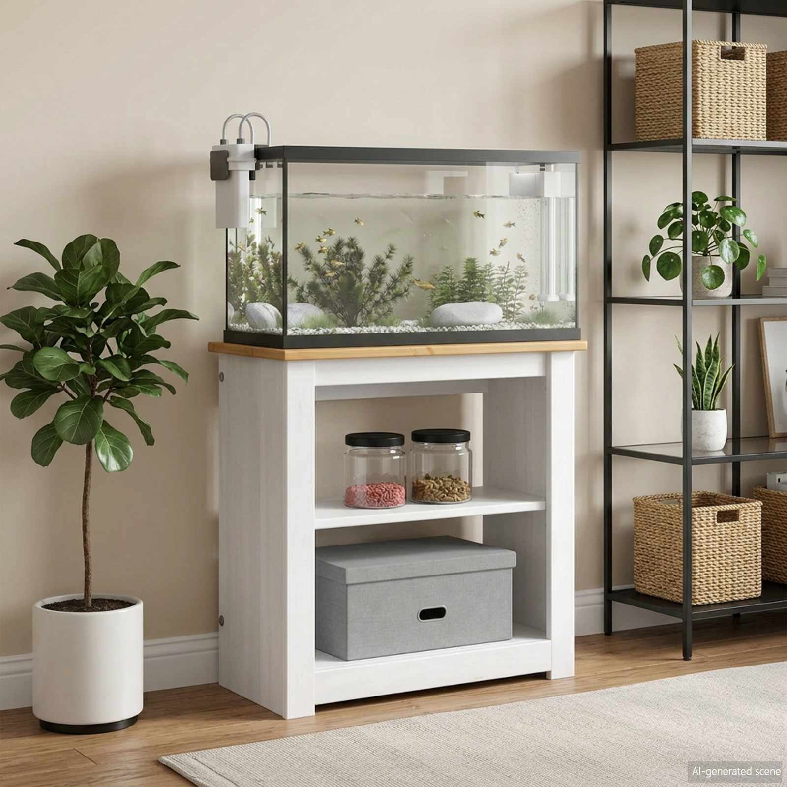 vidaXL Aquarium Stand PANAMA White and Brown 60 x 30 x 60 cm 150 kg 1