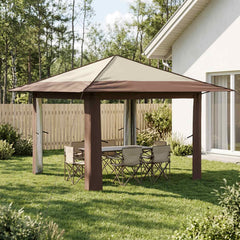 Gazebo 3.3 x 3.3 m Cream and brown without sidewall