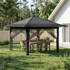 Gazebo 3.3 x 3.3 m Light grey and anthracite with 4 sidewalls