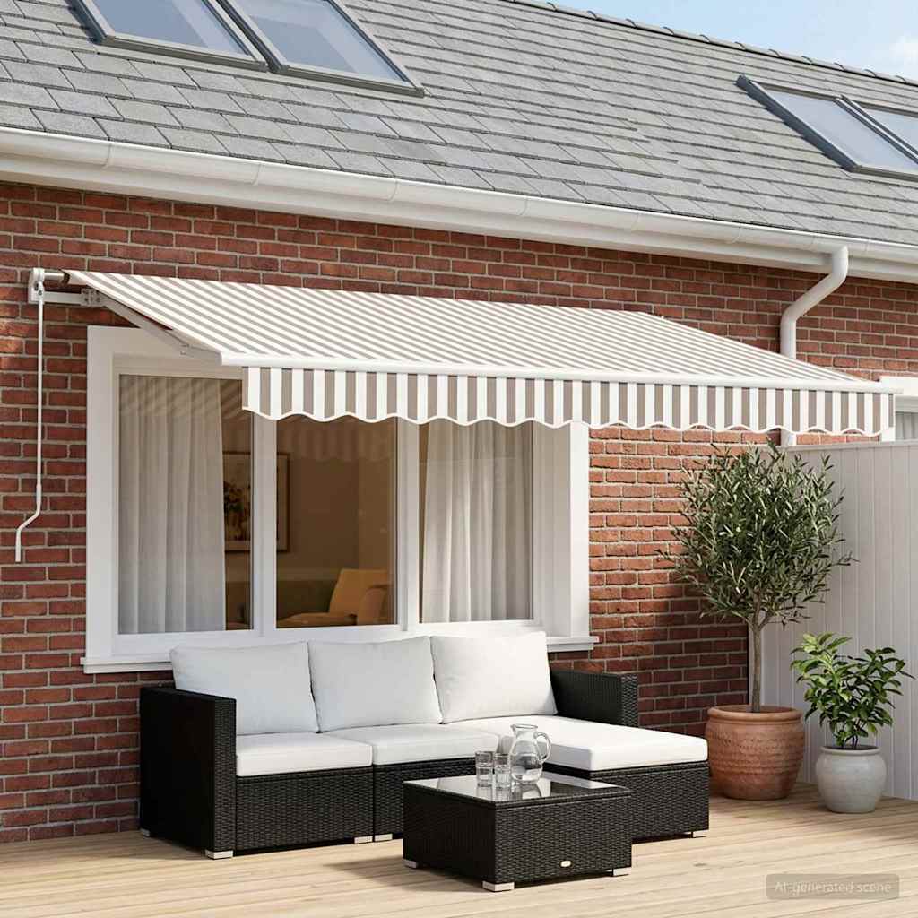 vidaXL Awning Canopy Replacement for 3x2.5 m Light Grey&White Stripe 1