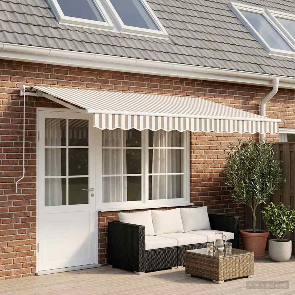 vidaXL Awning Replacement Fabric Light Grey and White 431 x 345 cm 1
