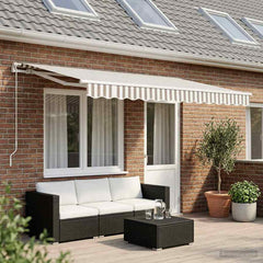 Awning Replacement Fabric 500x350 cm Polyester Drop 3.5 m Width 5 m Anthracite–Yellow and orange Light grey and white