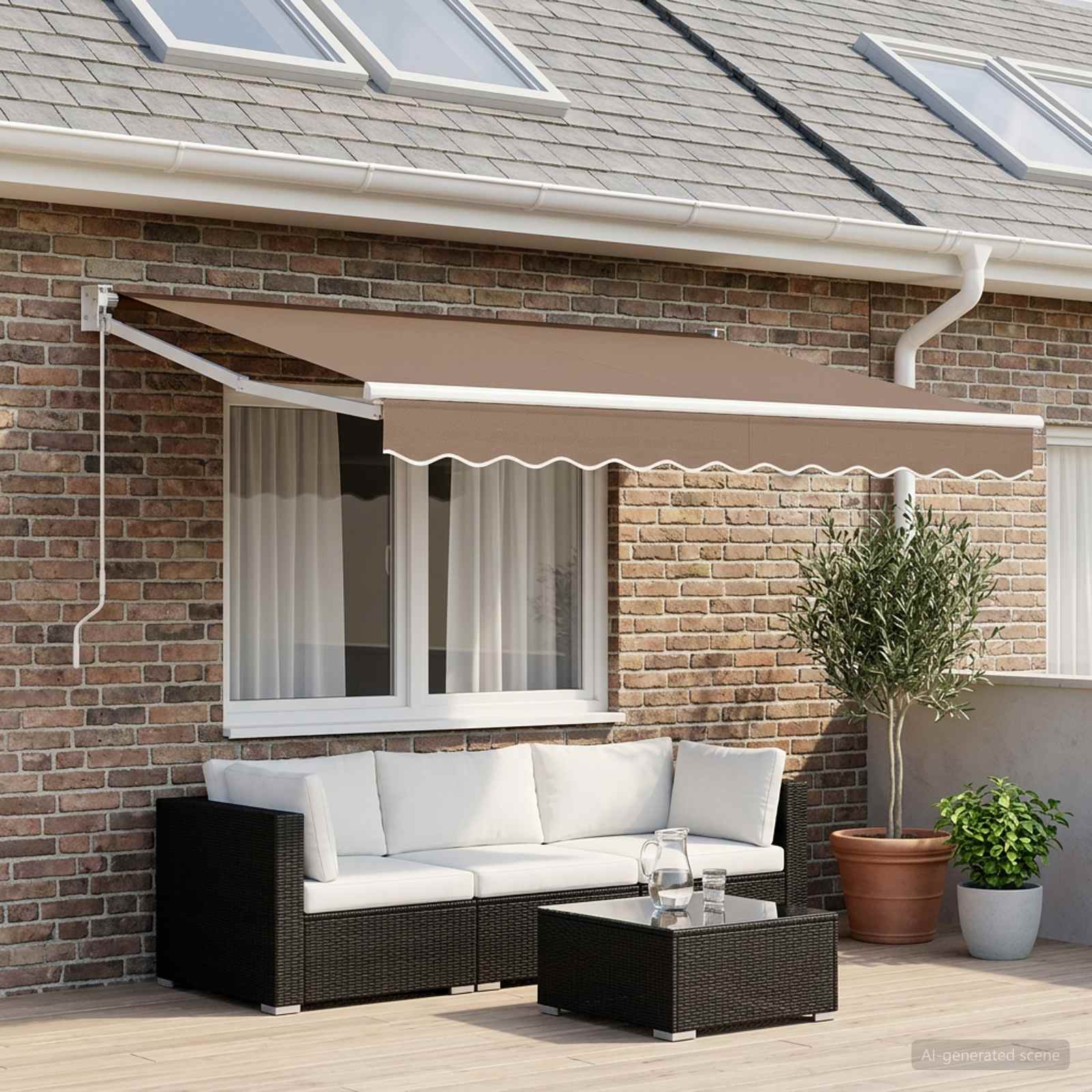 vidaXL Awning Replacement Fabric Taupe 481 x 345 cm Polyester 1