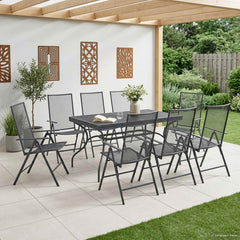 vidaXL Garden Dining Set 9 pcs Anthracite Mesh and Steel 3