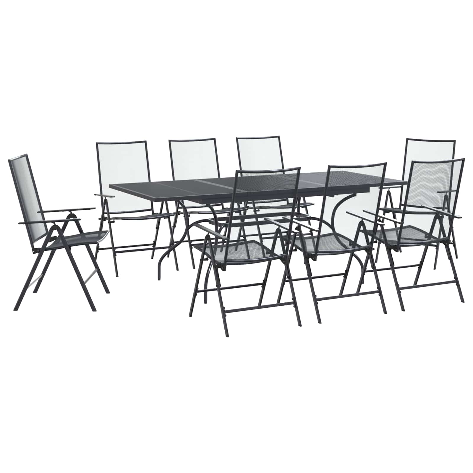 vidaXL Garden Dining Set 9 pcs Anthracite Mesh and Steel 2