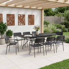 vidaXL Garden Dining Set 9 pcs Anthracite Steel 1