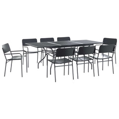 vidaXL Garden Dining Set 9 pcs Anthracite Steel 2