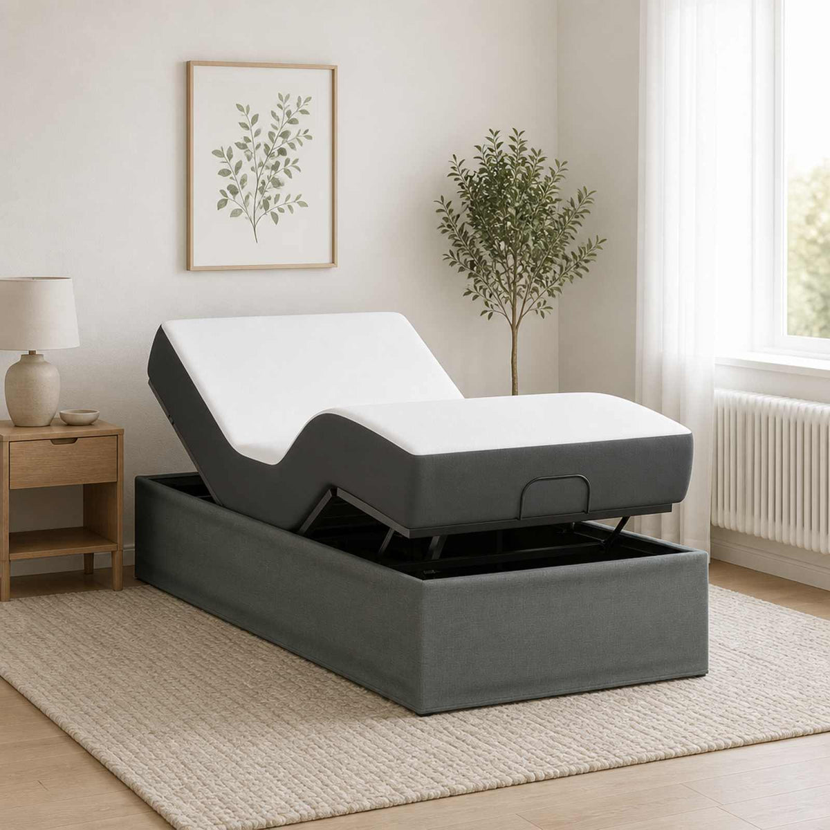 Electric Adjustable Bed Frame Steel Dark grey