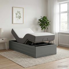 Electric Adjustable Bed Frame 200 x 90 x 33.5 cm Steel 90 x 200 cm Dark grey