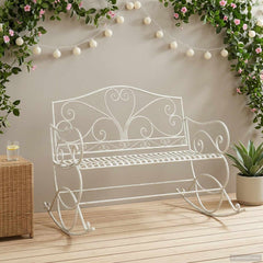 Garden Bench Steel Antique white