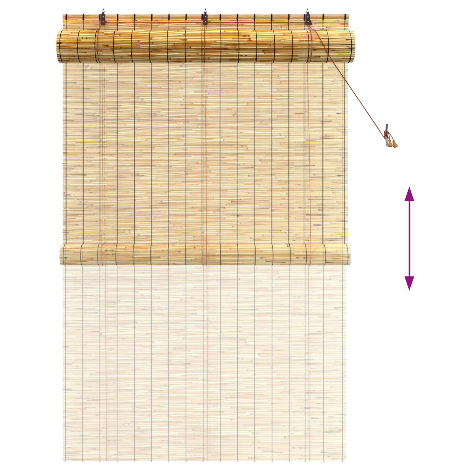 vidaXL Roller Blind Natural 140 x 220 cm Reed 6