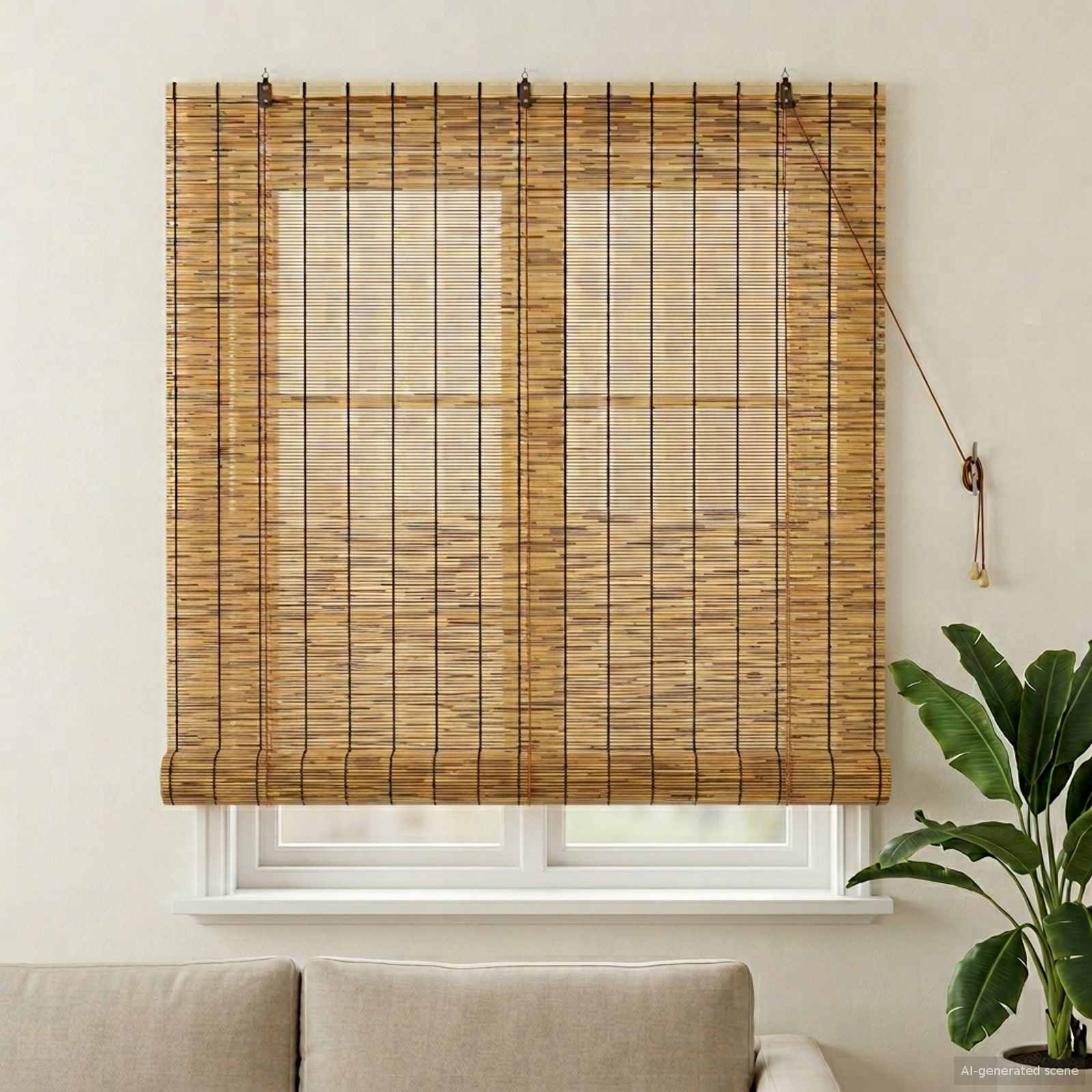 vidaXL Roller Blind Brown 140 x 160 cm Reed 1