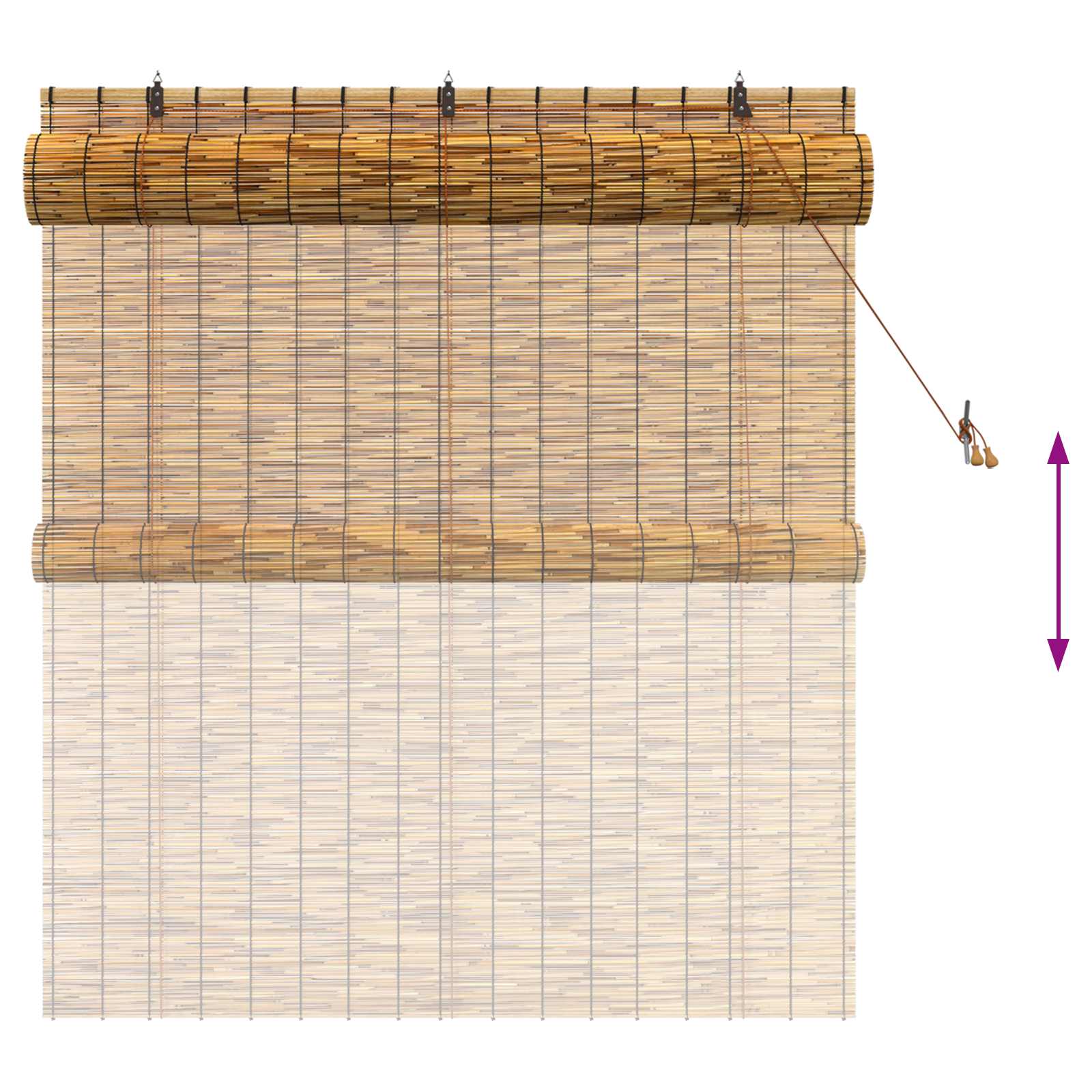 vidaXL Roller Blind Brown 140 x 160 cm Reed 6