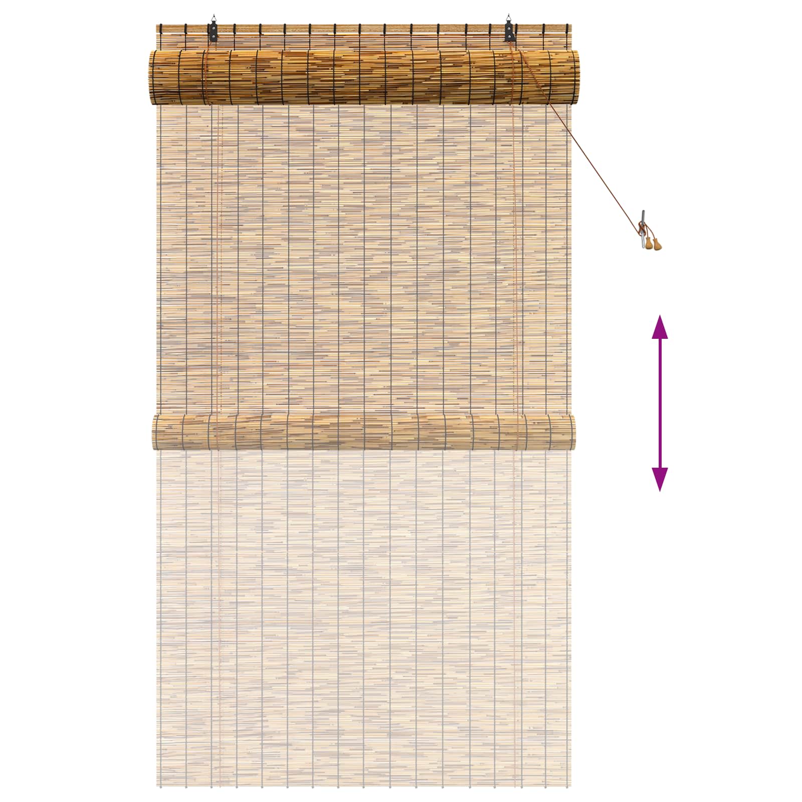 vidaXL Roller Blind Brown 120 x 220 cm Reed 6