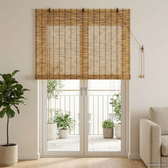 vidaXL Roller Blind Brown 140 x 220 cm Reed 1