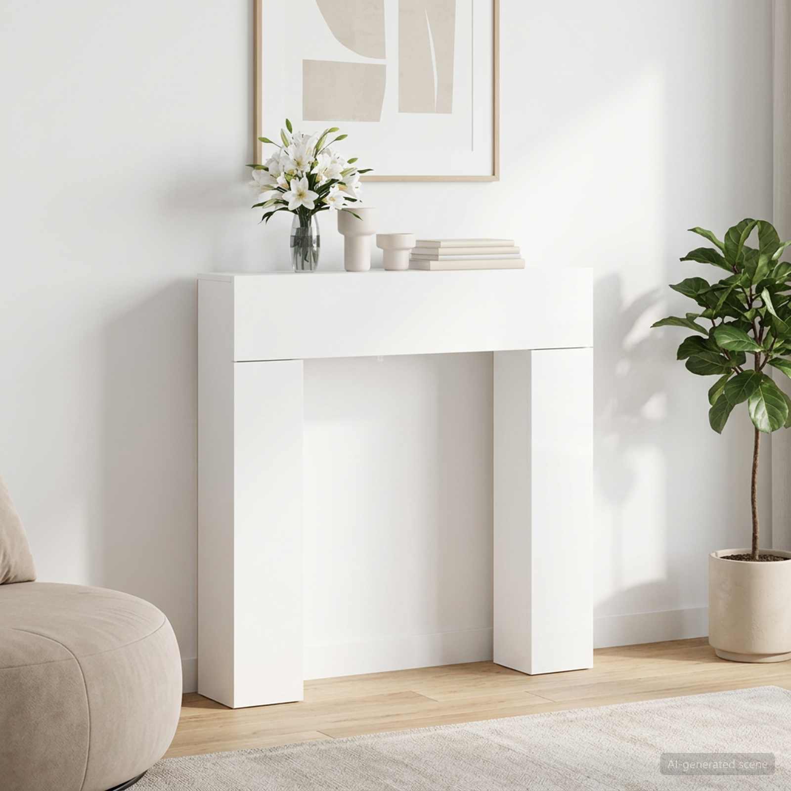vidaXL Fireplace Surround White 102 x 18 x 100.5 cm Engineered Wood 1