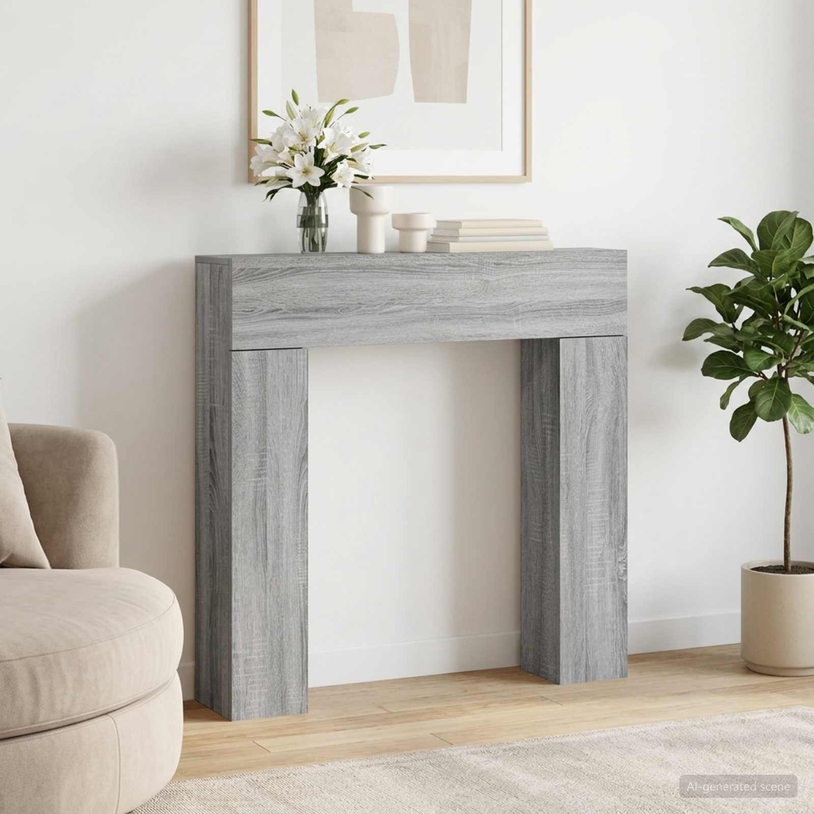 vidaXL Fireplace Surround Grey Sonoma 102 x 18 x 100.5 cm 1