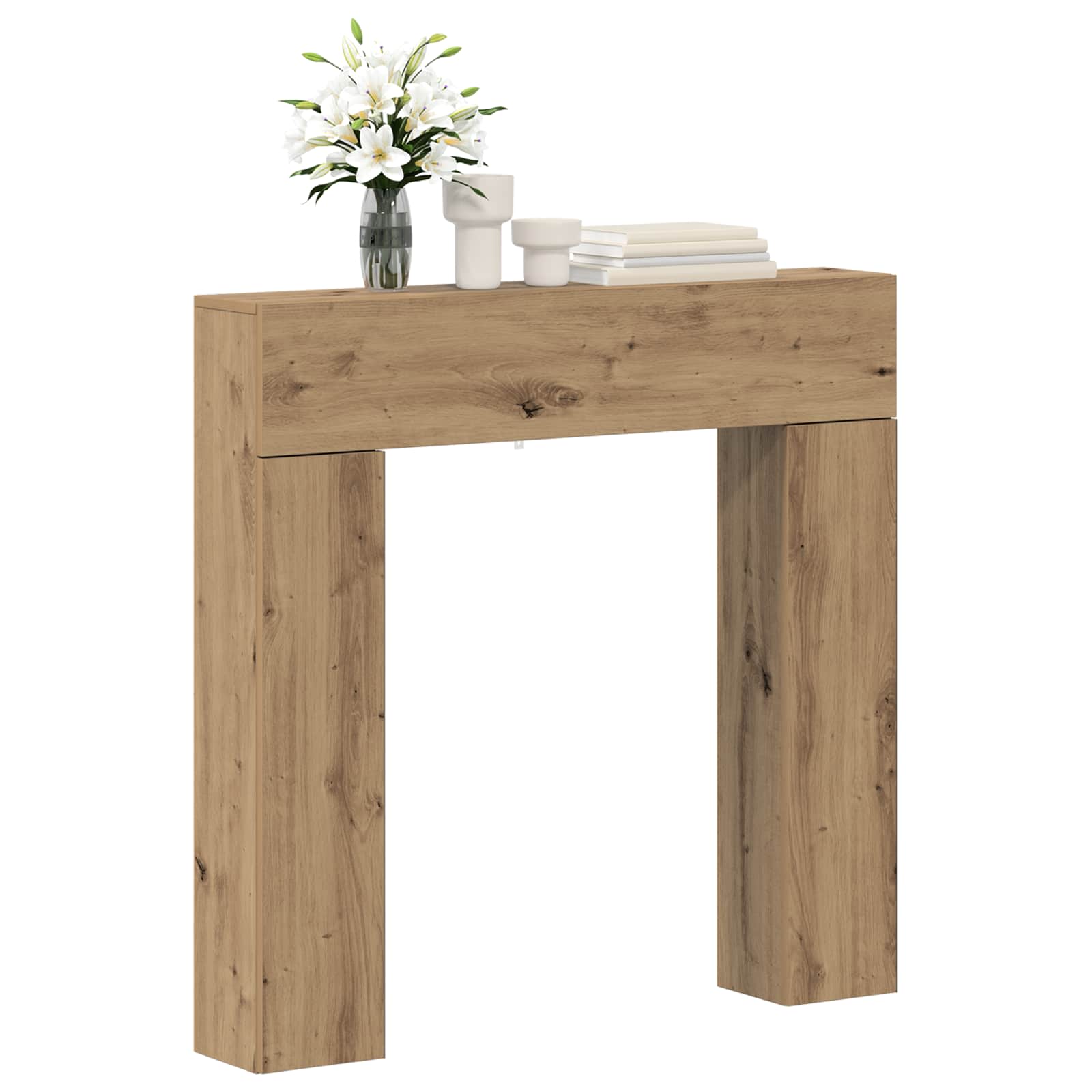 vidaXL Fireplace Surround Artisan Oak 102 x 18 x 100.5 cm 3