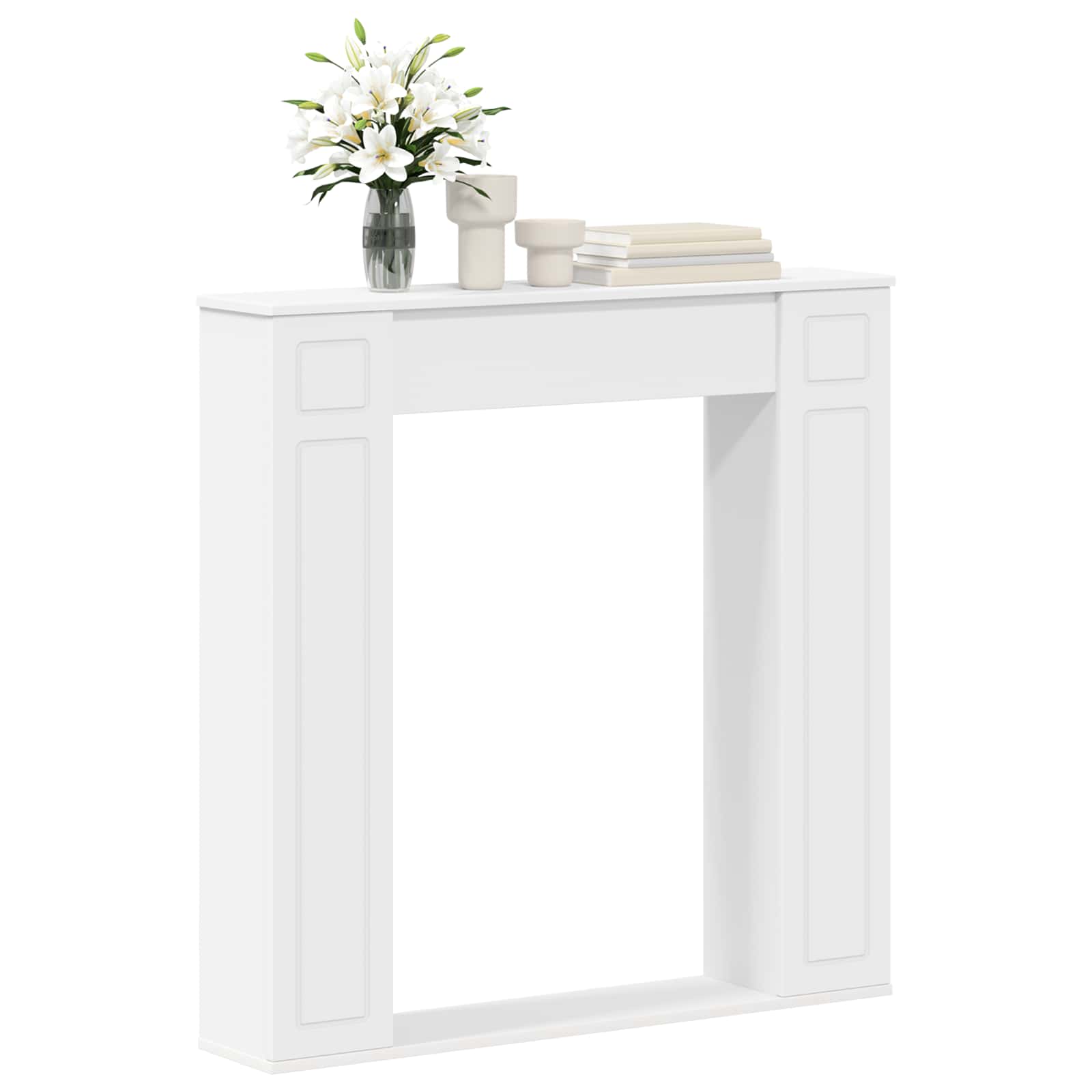 vidaXL Fireplace Surround White 100 x 20 x 100 cm Engineered Wood 3