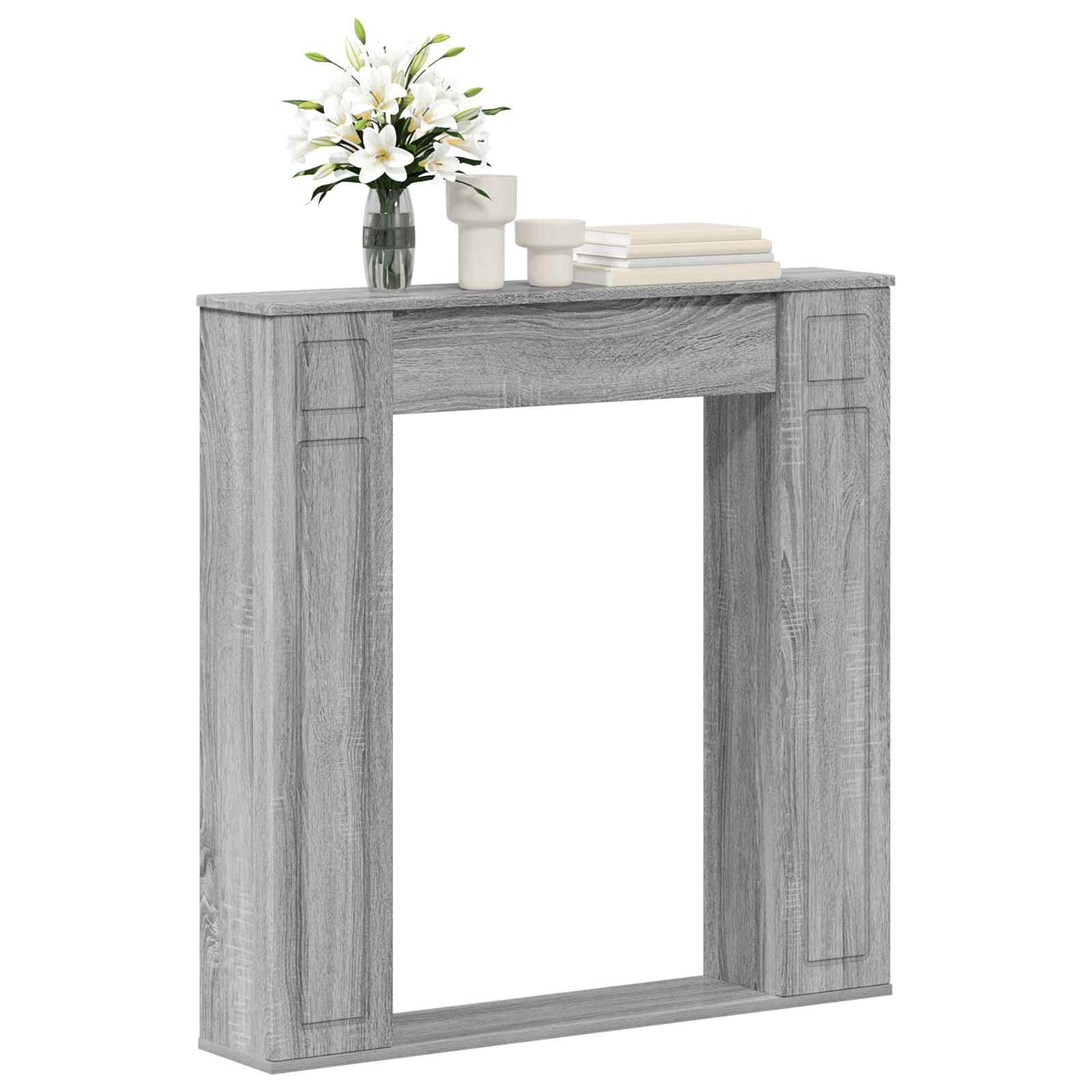 vidaXL Fireplace Surround Grey Sonoma 100 x 20 x 100 cm 3