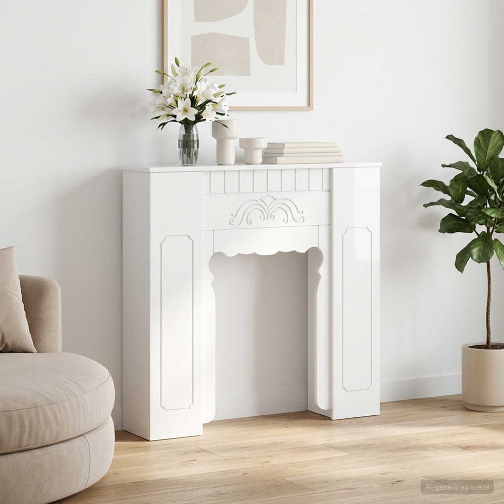 Fireplace Surround 93 x 20 x 89 cm Engineered Wood High gloss white