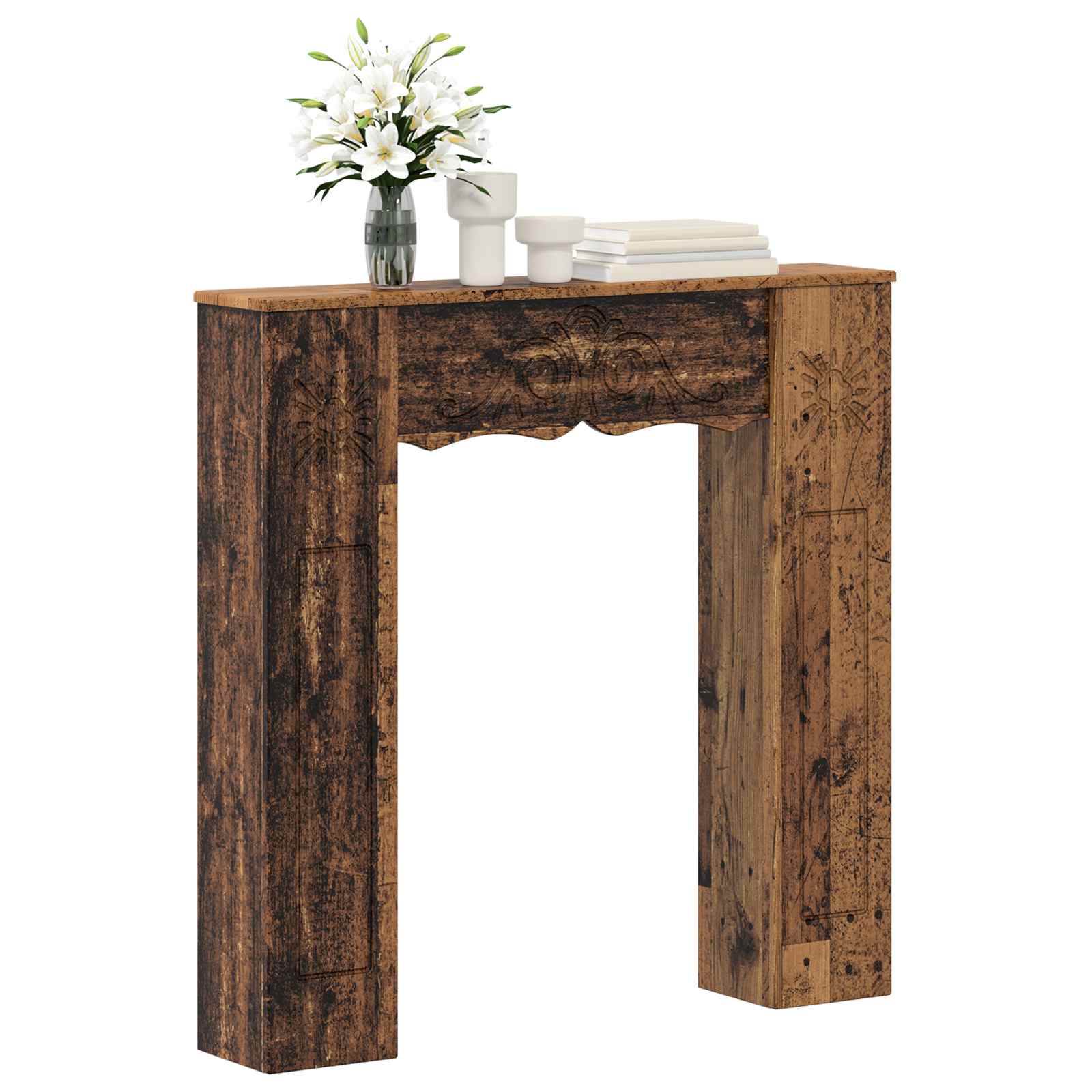 vidaXL Fireplace Surround Old Wood 102 x 20 x 102 cm Engineered Wood 3
