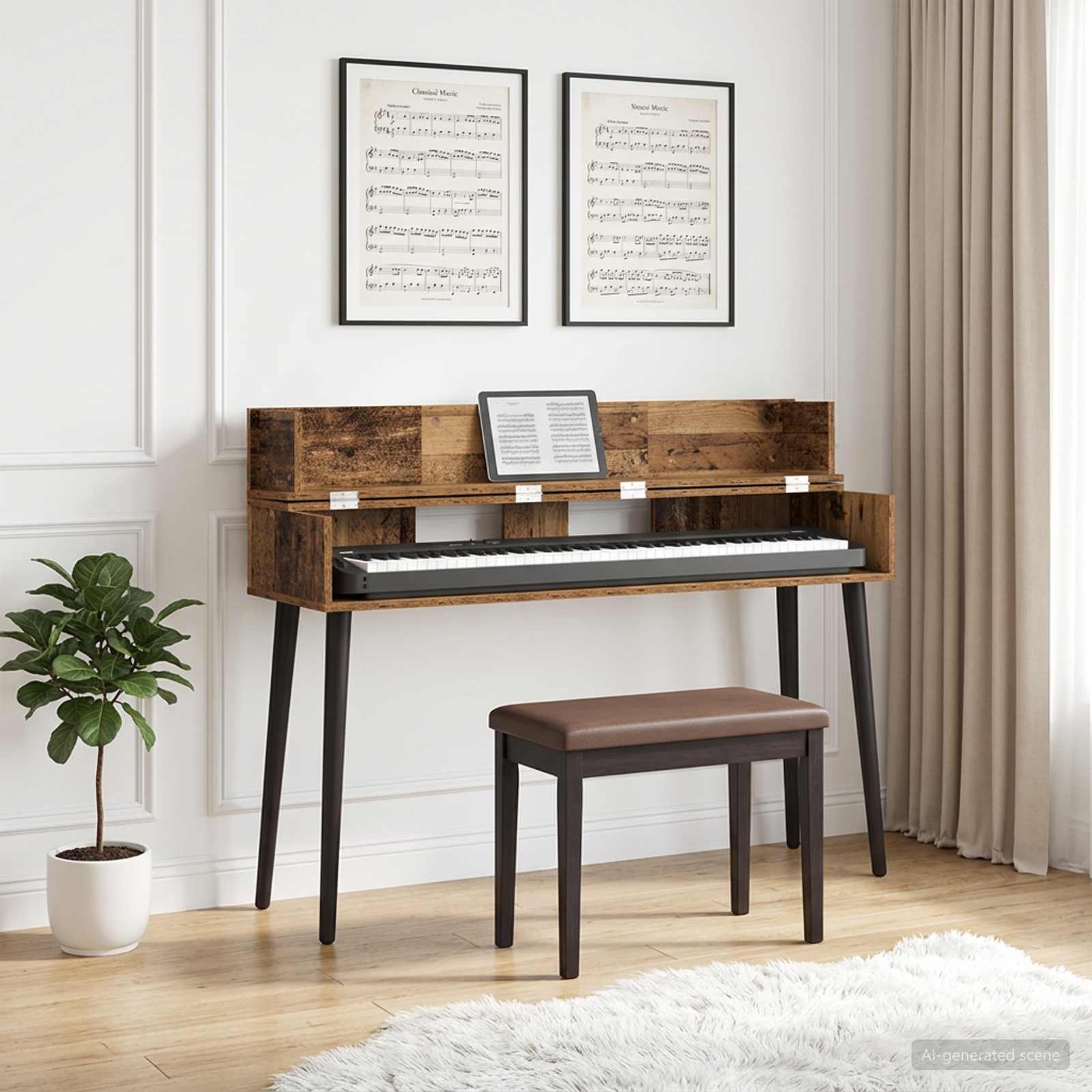 vidaXL Studio Desk Oak Wood 152 x 40 x 19.5 cm Engineered Wood 1