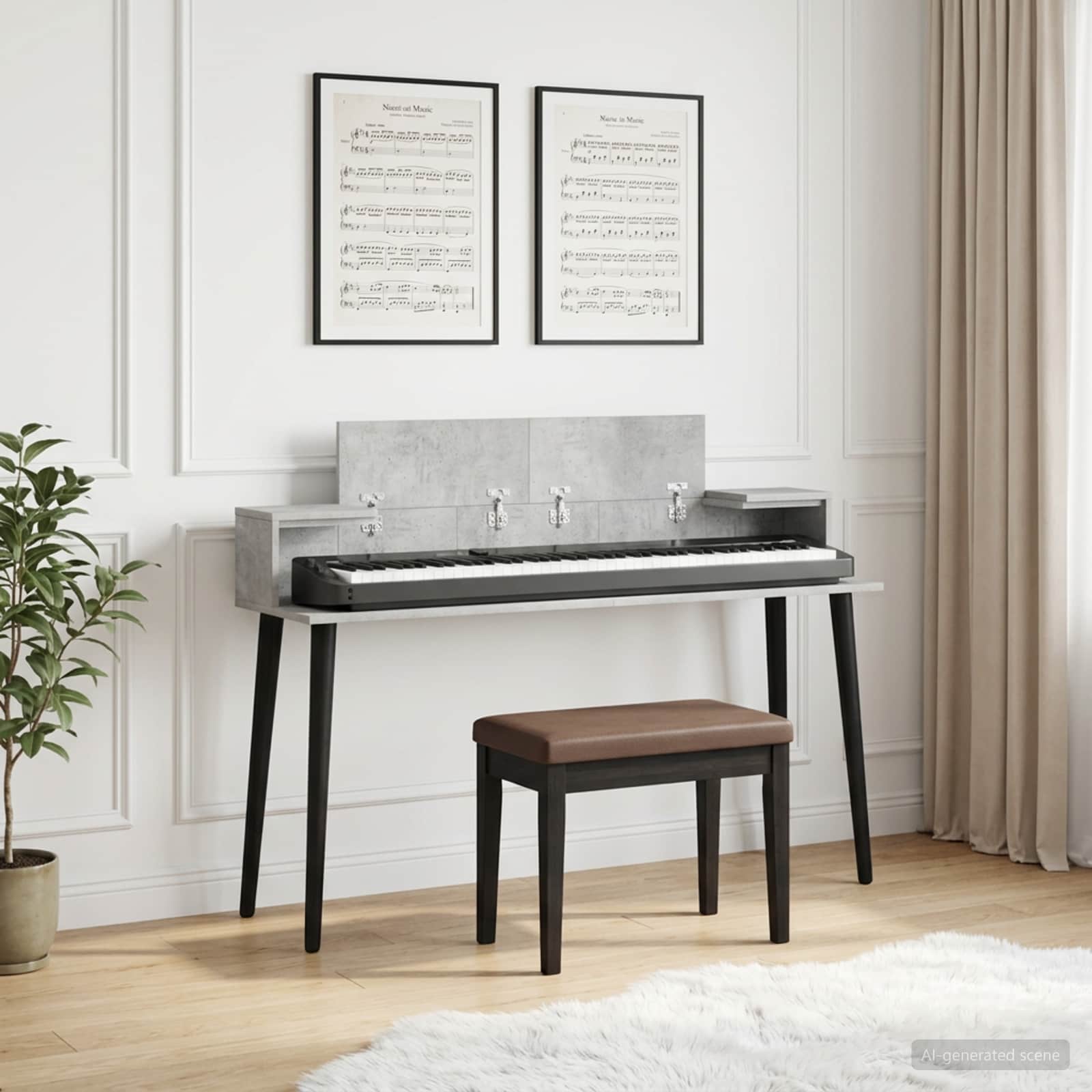 vidaXL Studio Desk Concrete Grey 130 x 36 x 19.5 cm Engineered Wood 1