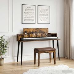 vidaXL Studio Desk Smoked Oak 130 x 36 x 19.5 cm Engineered Wood 1