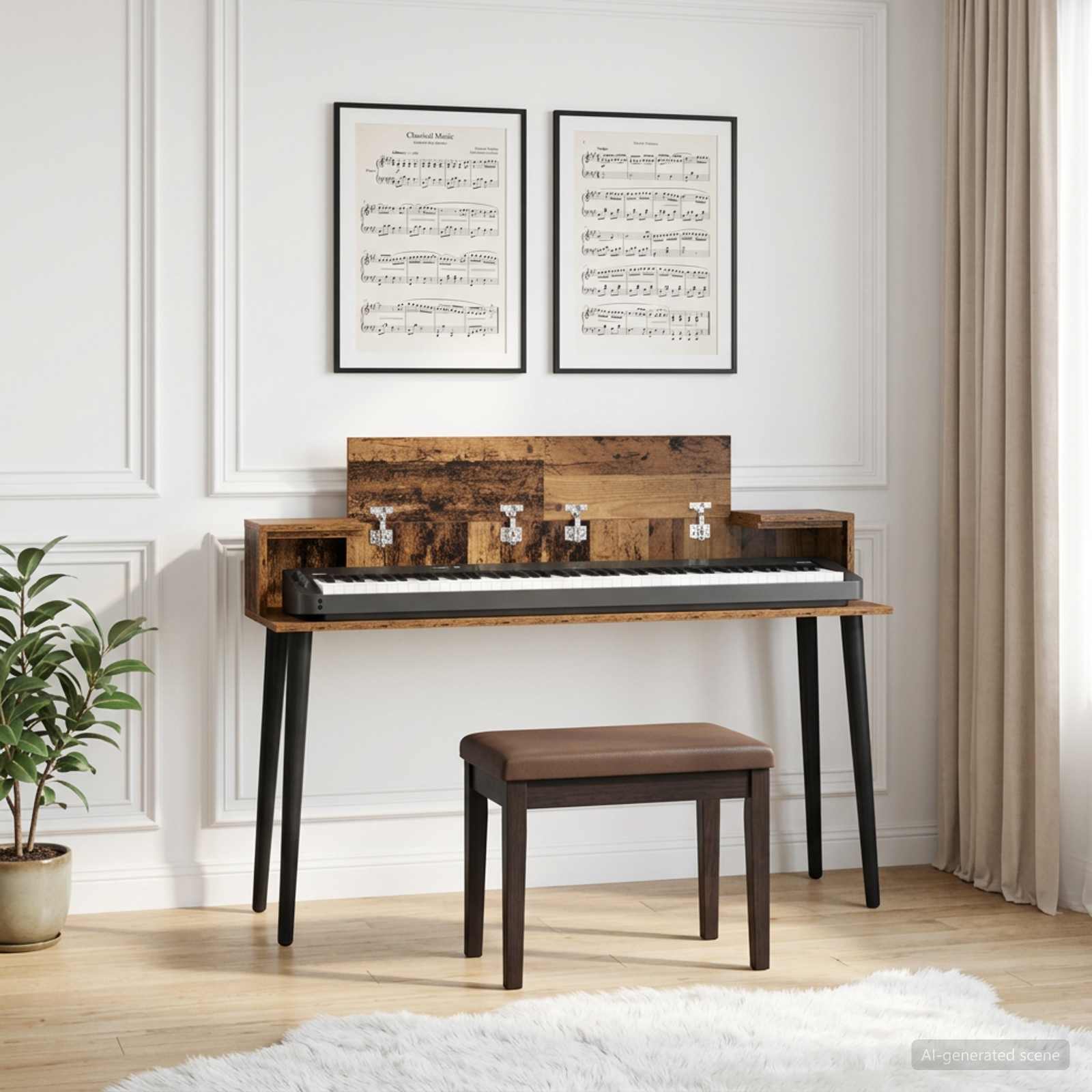 vidaXL Studio Desk Oak Wood 130 x 36 x 19.5 cm Engineered Wood 1