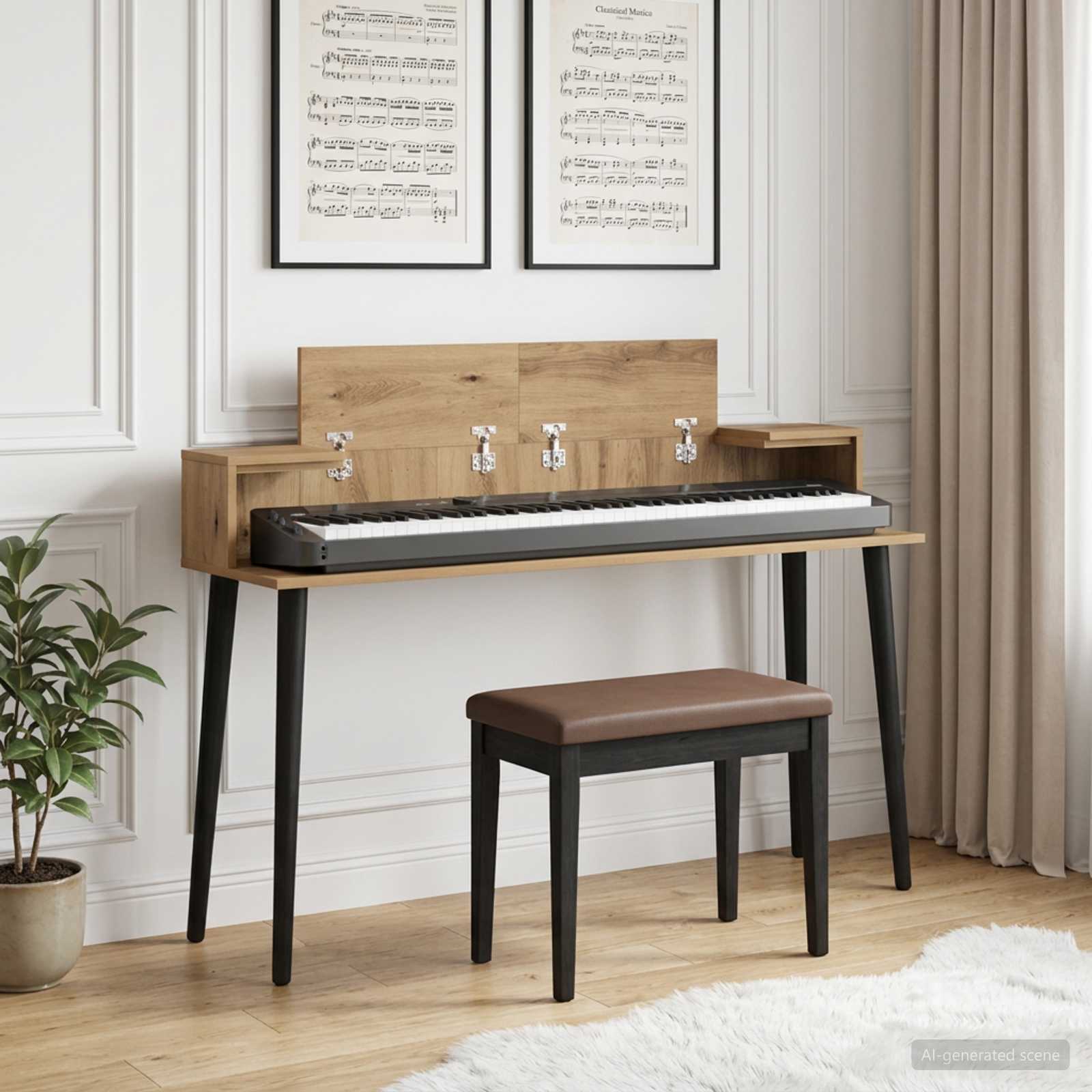 vidaXL Studio Desk Artisan Oak 130 x 36 x 19.5 cm Engineered Wood 1