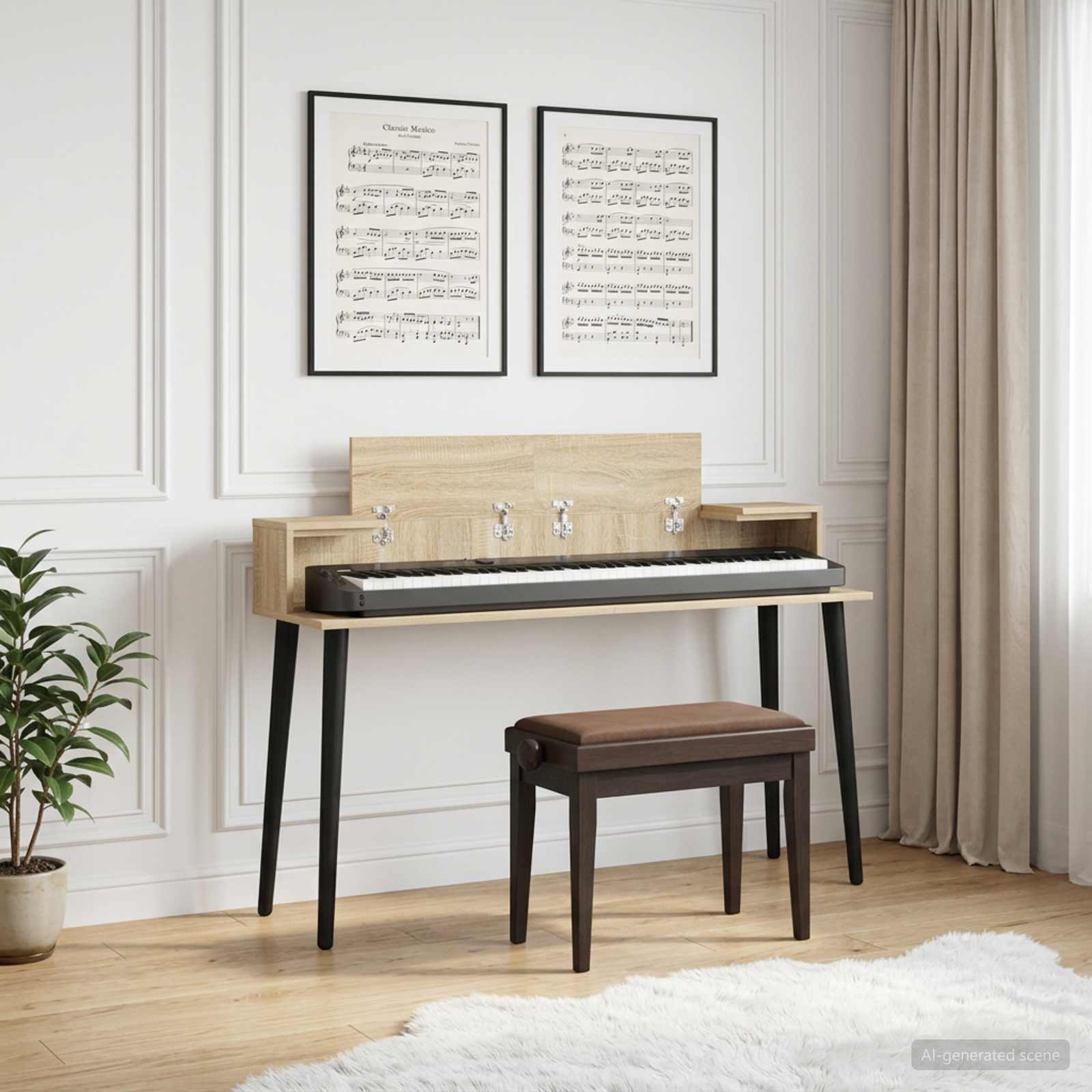 vidaXL Studio Desk Sonoma Oak 110 x 36 x 19.5 cm Engineered Wood 1