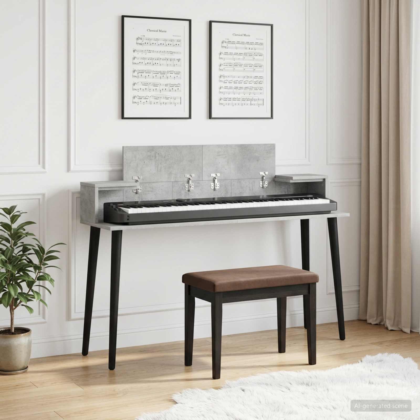 vidaXL Studio Desk Concrete Grey 110 x 36 x 19.5 cm Engineered Wood 1