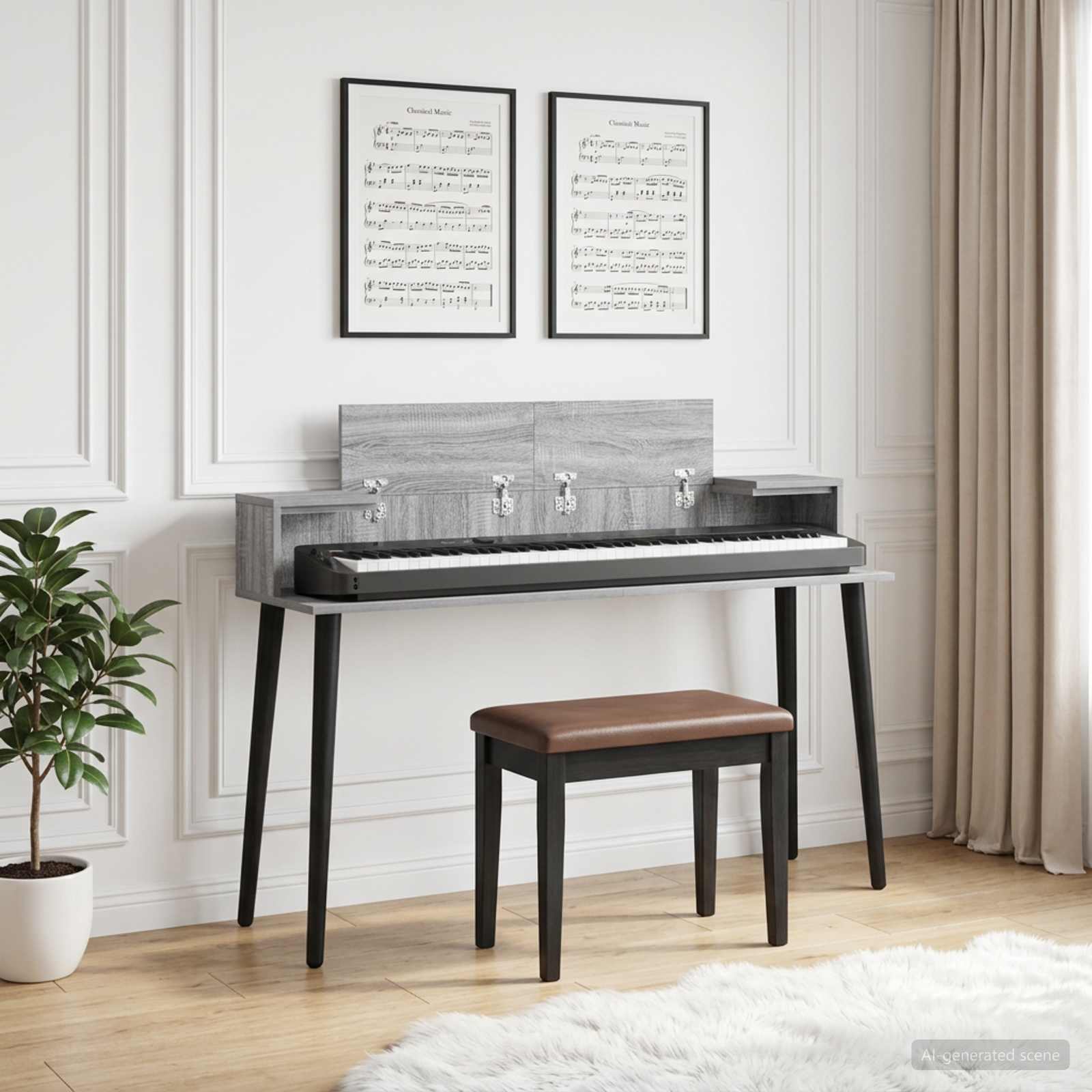 vidaXL Studio Desk Grey Sonoma 110 x 36 x 19.5 cm Engineered Wood 1