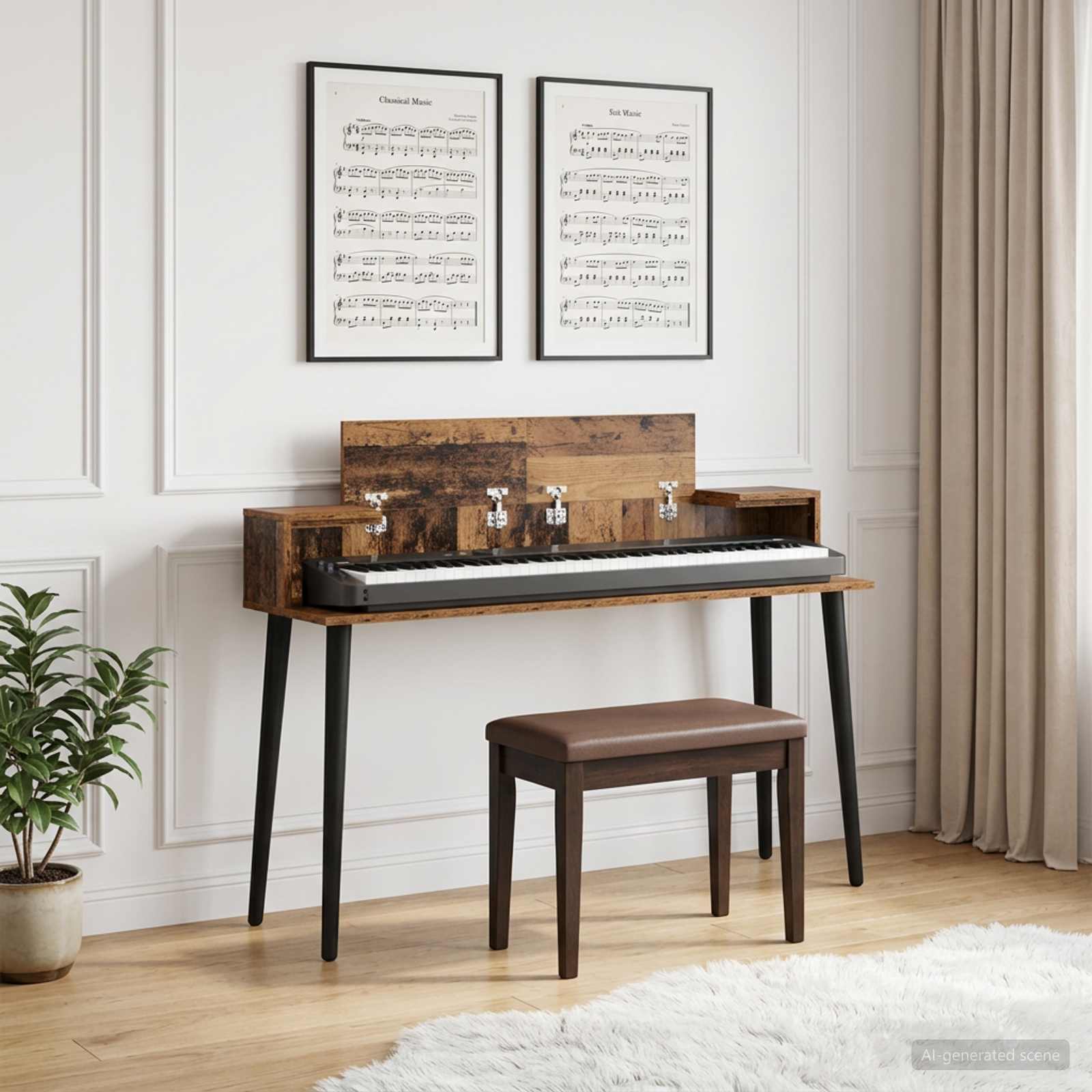 vidaXL Studio Desk Oak Wood 110 x 36 x 19.5 cm Engineered Wood 1
