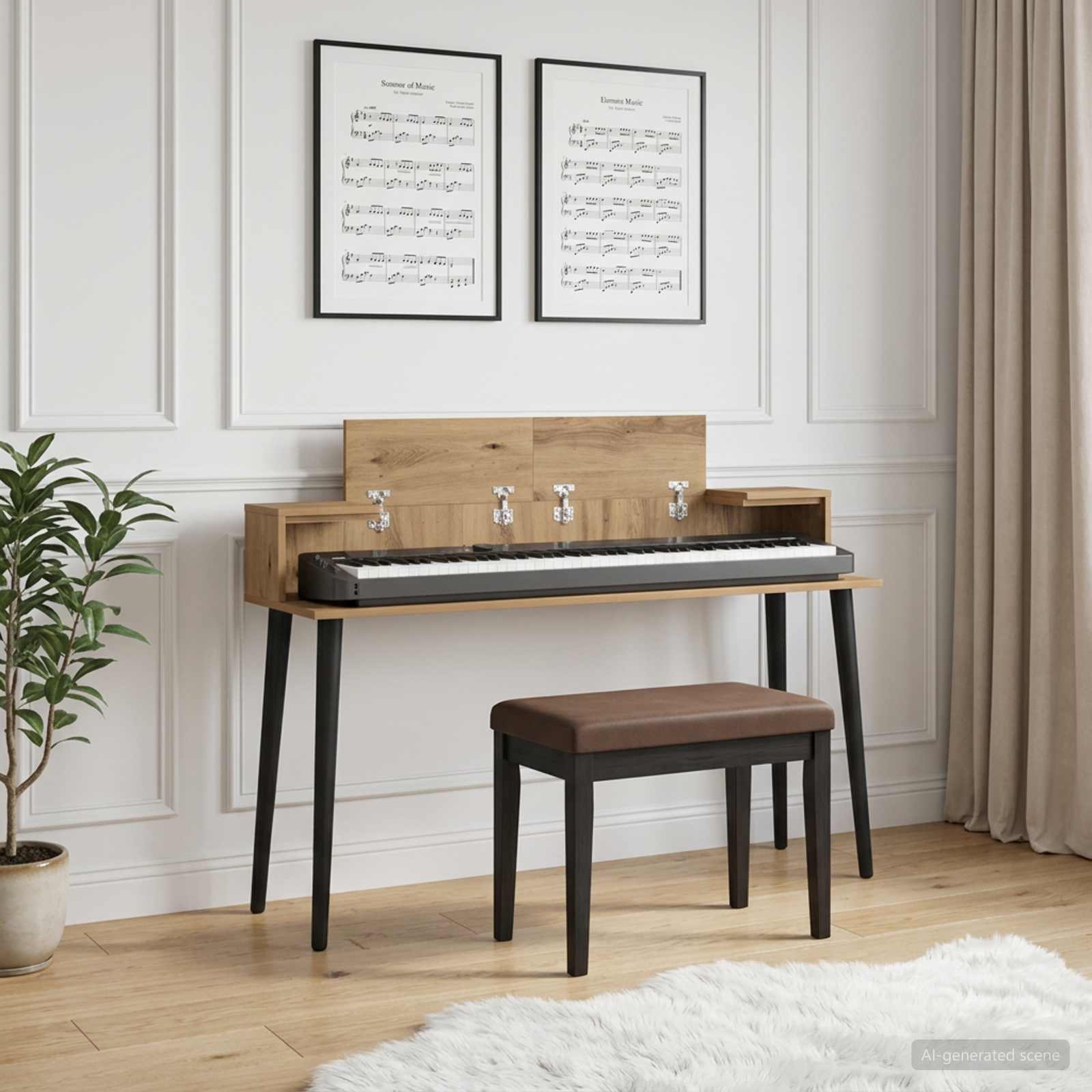 vidaXL Studio Desk Artisan Oak 110 x 36 x 19.5 cm Engineered Wood 1