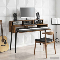 vidaXL Studio Desk Smoked Oak 110 x 42.5 x 36 cm Engineered Wood 1