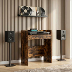 vidaXL DJ Table Smoked Oak 102 x 45 x 102 cm Engineered Wood 1