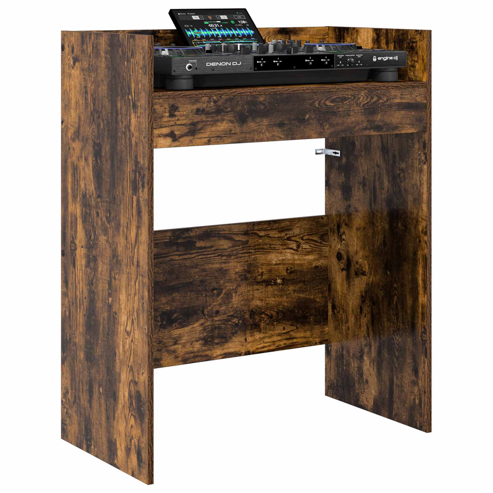 vidaXL DJ Table Smoked Oak 102 x 45 x 102 cm Engineered Wood 3