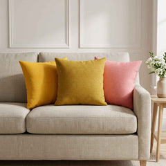 Throw Pillow HEERLEN Fabric 6 pcs 35 x 35 cm Light Yellow