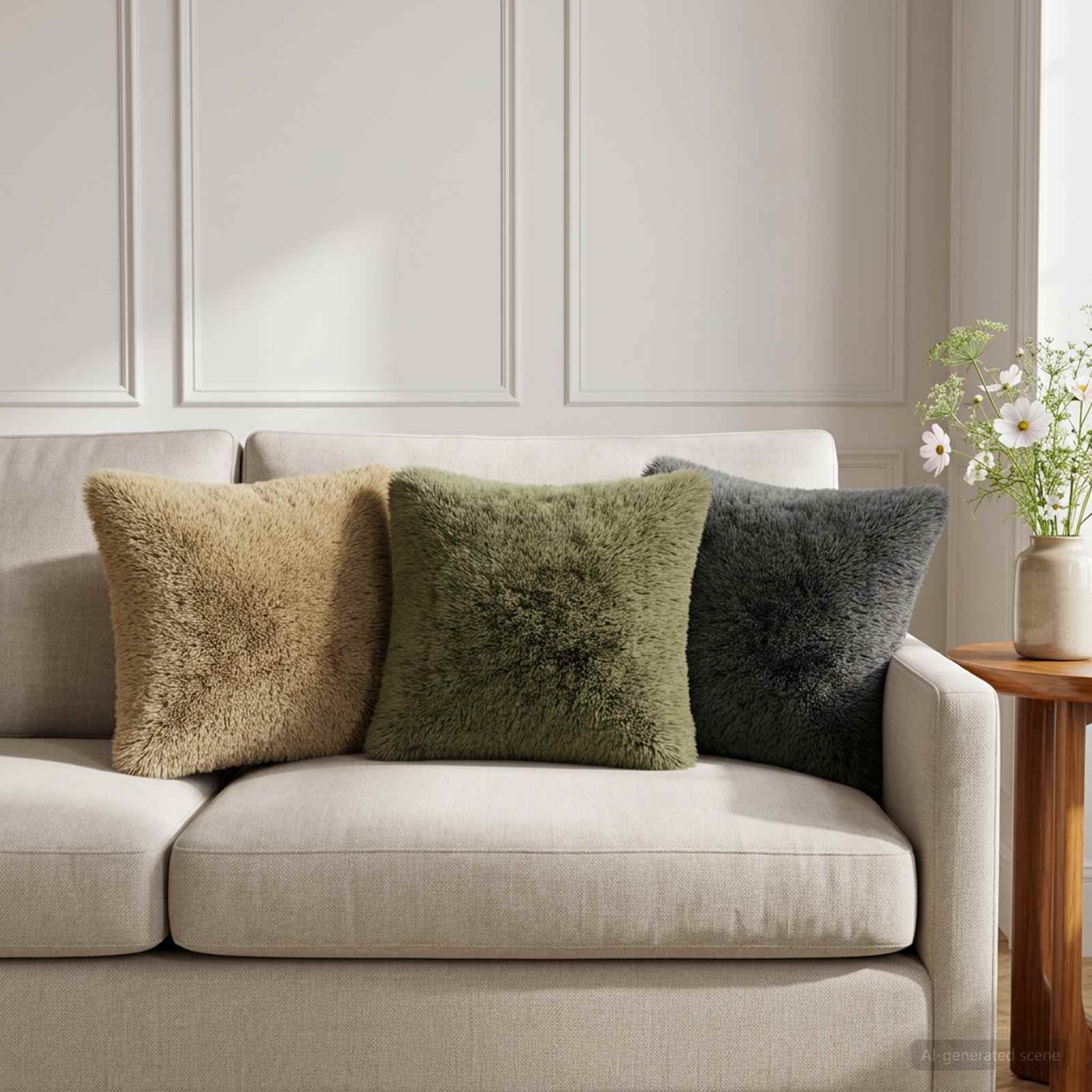 vidaXL Cushion with Pillow HEERLEN 6 pcs Light Grey PV Fleece 1