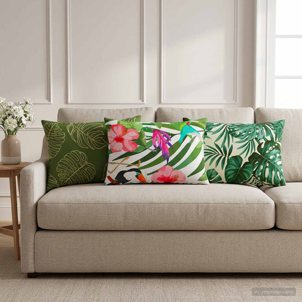 vidaXL Throw Pillow 6 pcs HEERLEN Leaf Pattern 30 x 50 cm Polyester 1