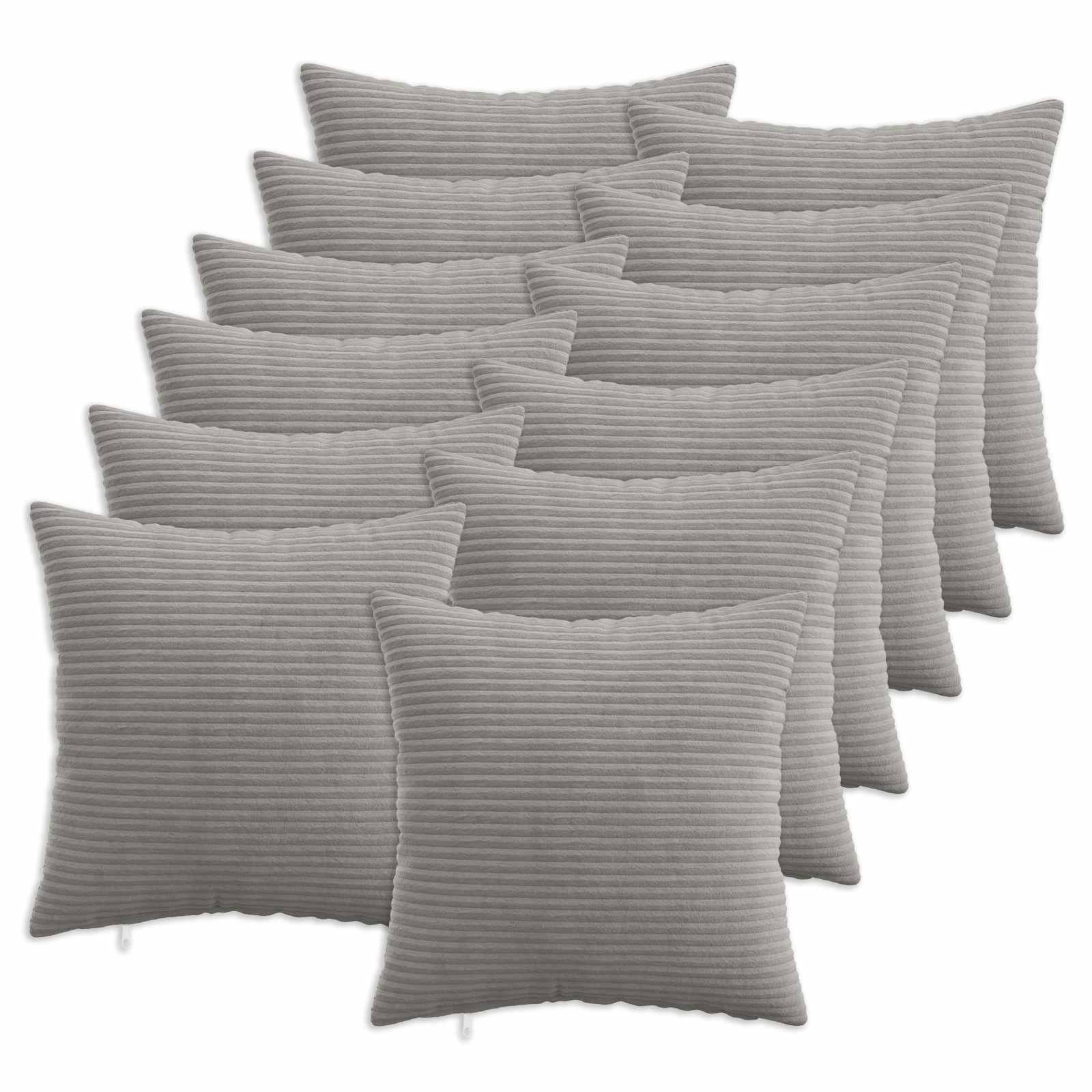 vidaXL Cushion Cover 12 pcs HEERLEN Light Grey 40 x 40 cm Corduroy 1