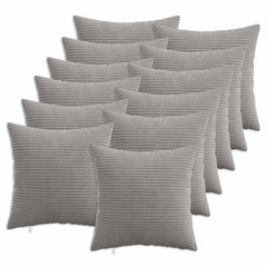 vidaXL Cushion Cover 12 pcs HEERLEN Light Grey 40 x 40 cm Corduroy 1