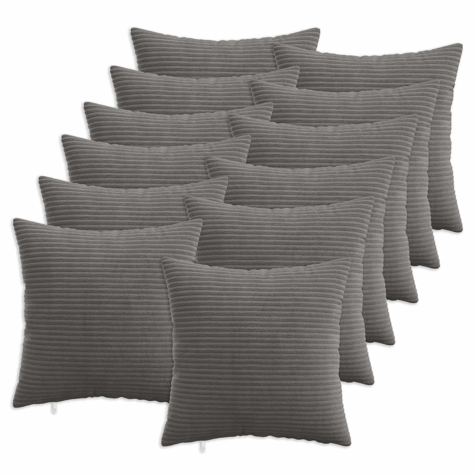 vidaXL Cushion Cover 12 pcs HEERLEN Dark Grey 40 x 40 cm Corduroy 1
